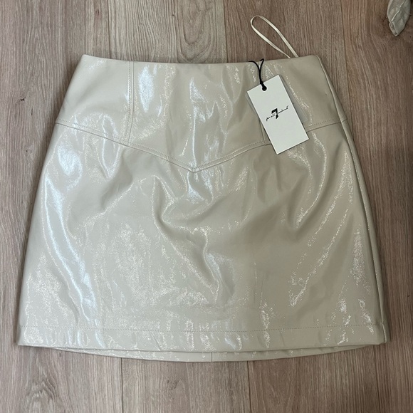 NWT 7‎ for All Mankind | Bone Faux Leather Skirt Size Small - Picture 1 of 5